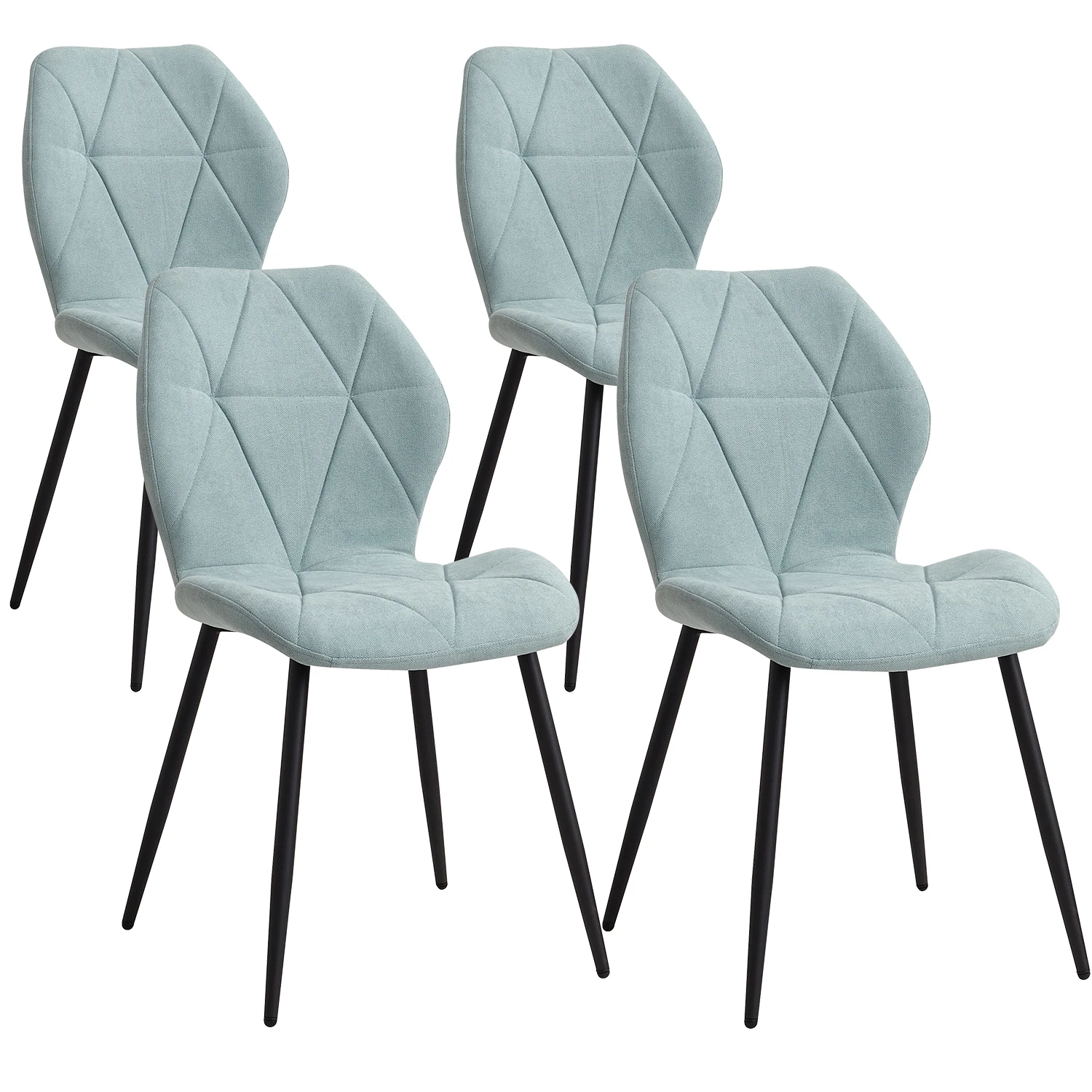 GrandCA HOME Set van 2/4/6 moderne eetkamerstoelen, gestoffeerd, gewatteerd linnen, minimalistische bureaustoelen voor keuken, eetkamer - afbeelding 1