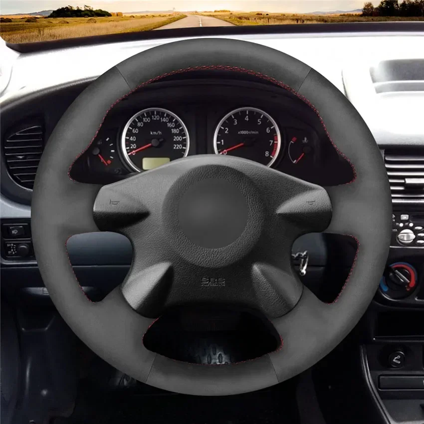 Black Genuine Leather Steering Wheel Cover For Nissan Almera (N16) X-Trail (T30) Primera Sunny Avenir Car Accessories