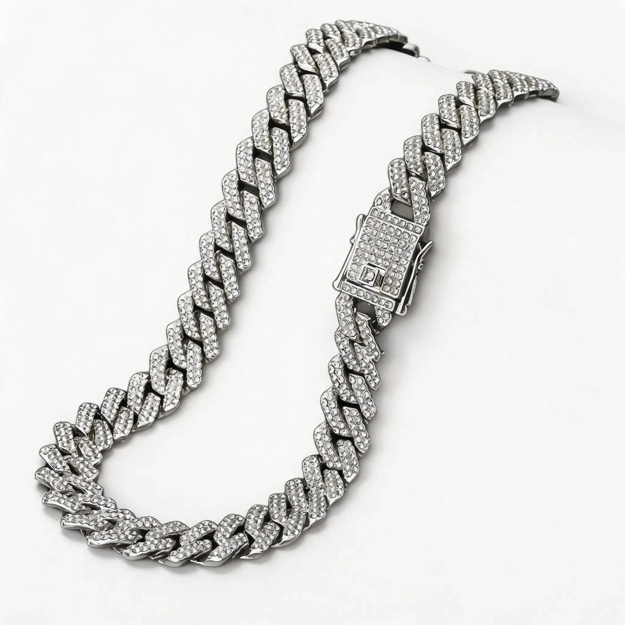

Yupsk 45/50CM Hip Hop Cuban Chain Iced Out Bling Rhinestone Necklace Crystal Fashion Jewelry