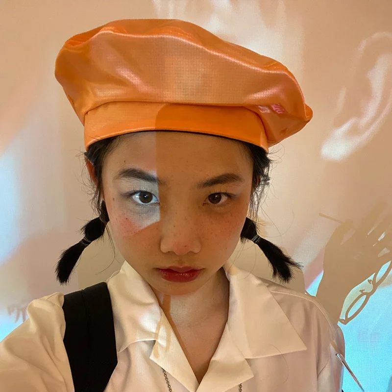 beret-fini-en-satin-de-soie-chapeau-avec-logo-themadhatcher-effet-blanc-brillant-casquette-d'ete-decontractee-pour-couples-op