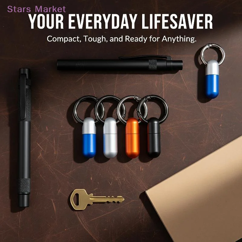Waterproof Aluminum Alloy Pill Box Bunker Style Small Portable Pill Case for Travel Office Outdoor Medication Organization