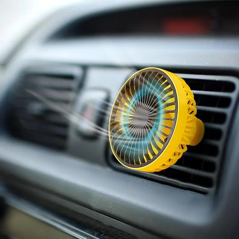 

USB Vent Fan For Car Car Strong Wind Portable Fan Car Cooling Clip Vehicle Fan 360 Degree Rotatable 3 Speeds Automobile Fan