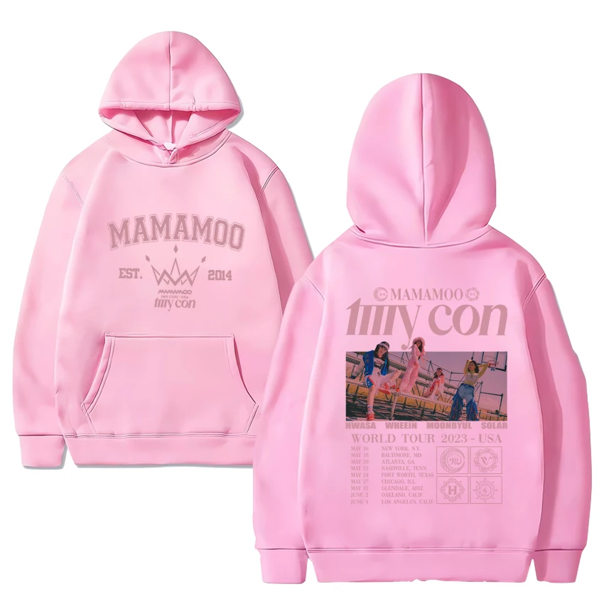 2024 Kpop Mamamoo group music Tour felpa con cappuccio nera New Men Women Fashion Y2k felpa Unisex Casual Fleece pullover a maniche lunghe