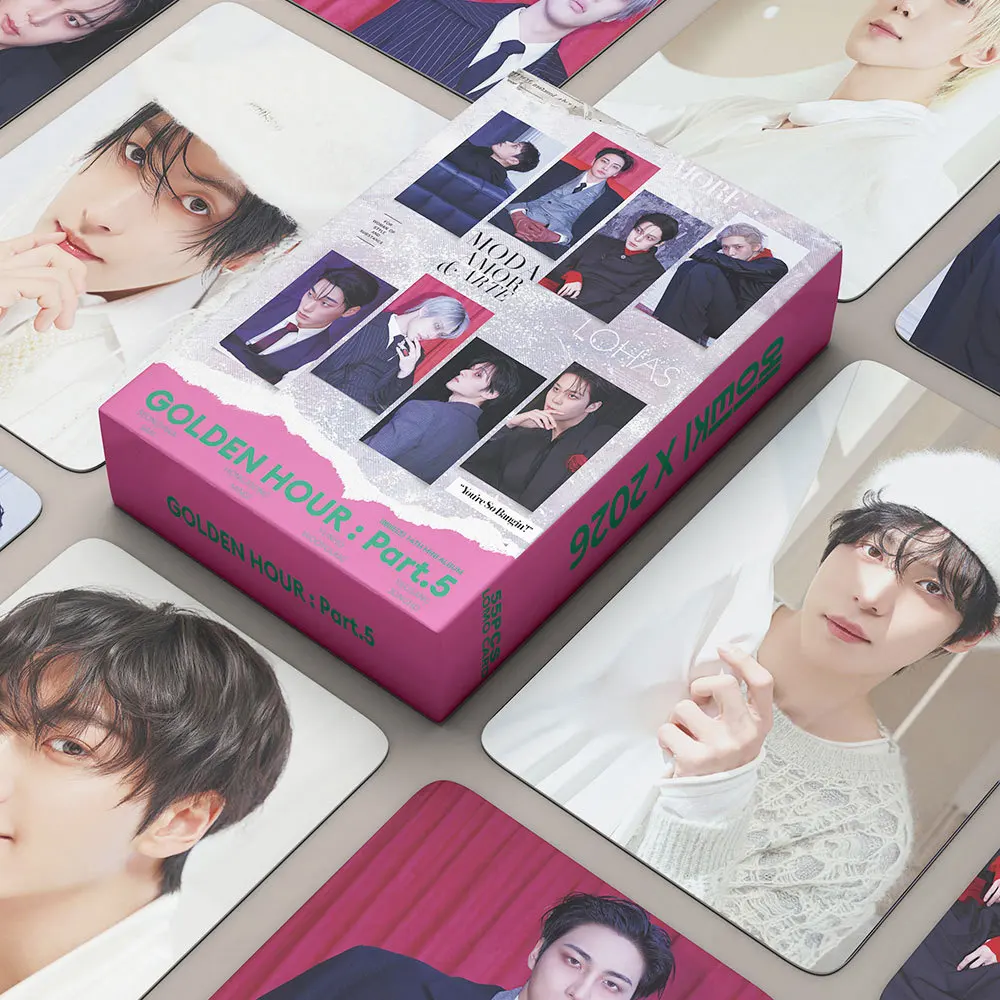 55Pcs/Set Idol Photocards ATEEZ New Album Series GOLDEN HOUR : Part.5 Lomo Cards Seonghwa Hongjoong Yunho Mingi Fans Gifts