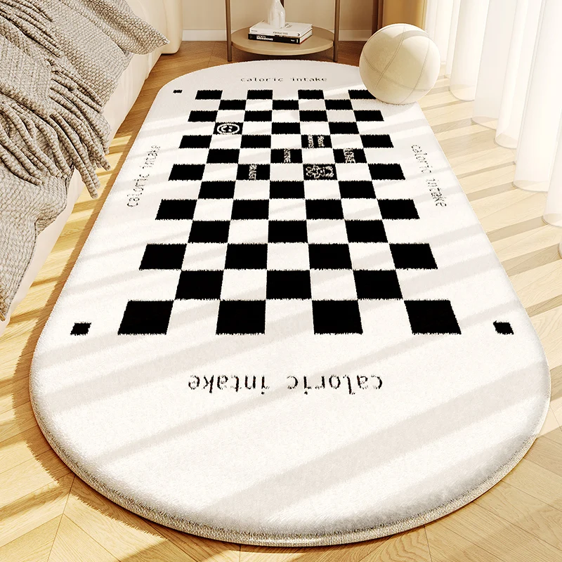 VIKAMA Moderner Teppich aus Kaschmirimitat im Karomuster, für Wohnzimmer, Sofa, Schlafzimmer, Nachttisch, weich und bequem