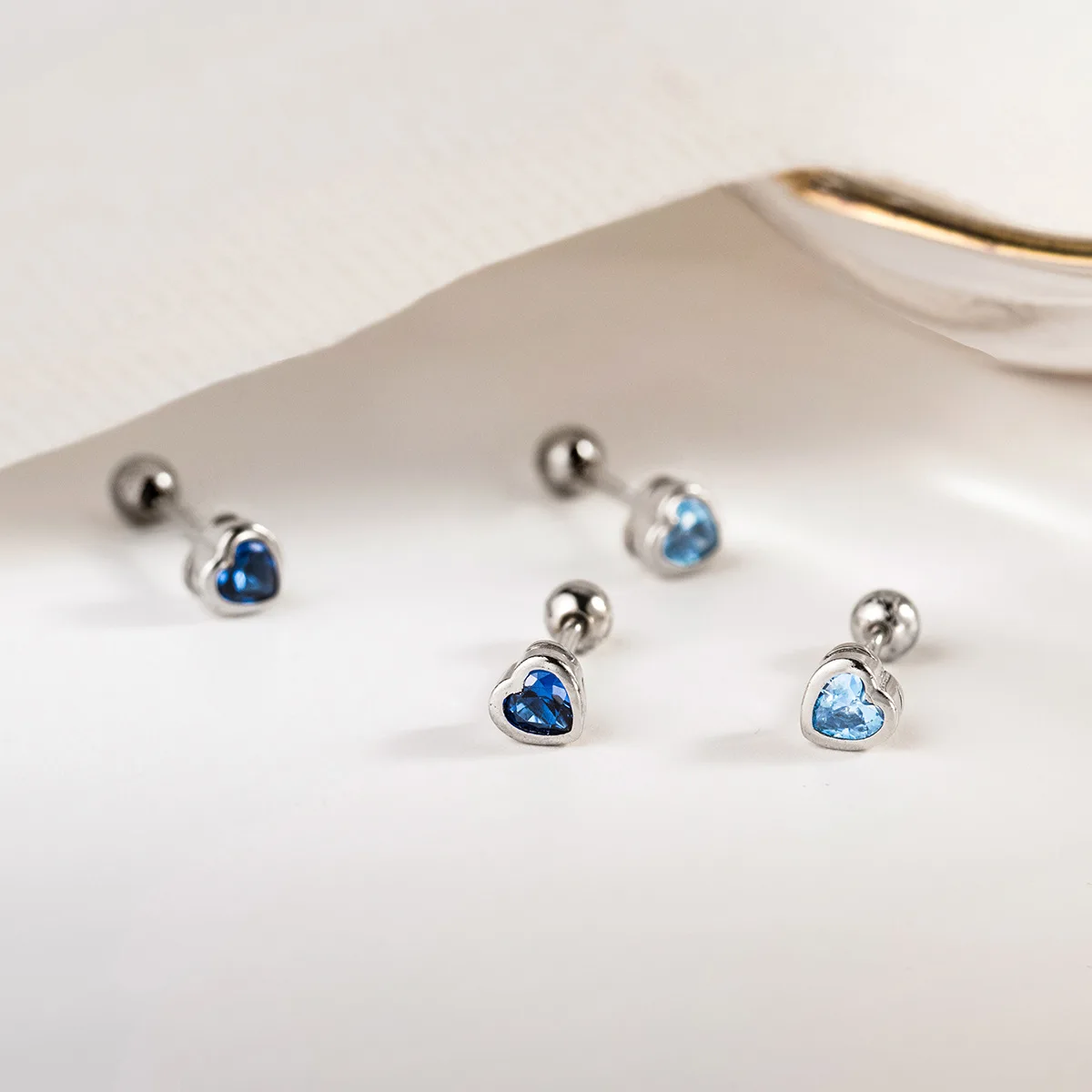 La Monada Small Blue Zircon Stud Earrings 925 Sterling Silver 925 Heart Ball Nut Silver Earrings For Women Silver Girls Student