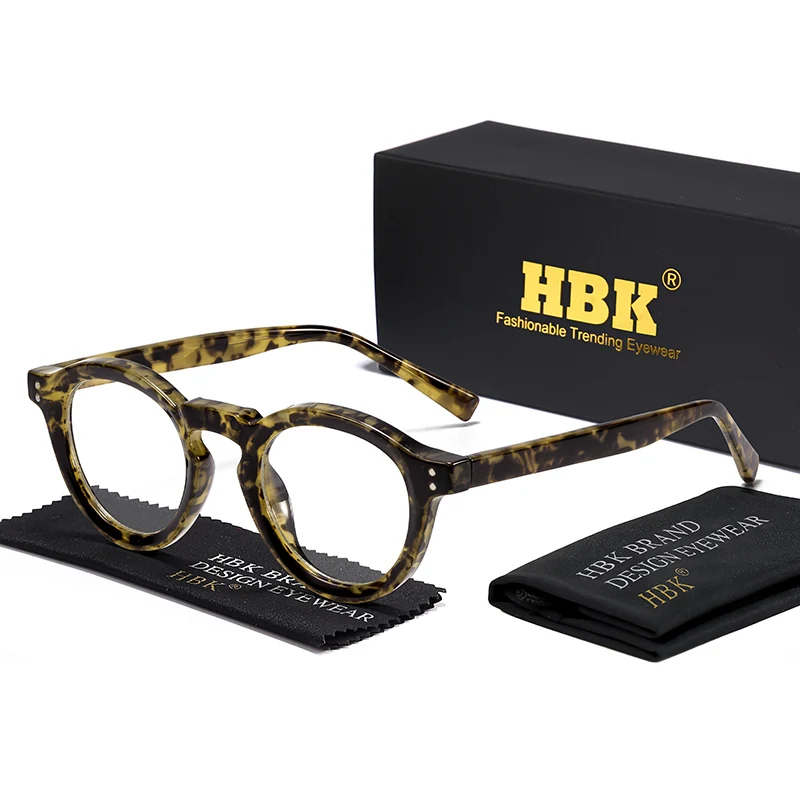 

HBK Simple Round Men Glasses Frame High-Quality Brand Design Frames Anti Blue Light Reading Glasses Women Optical Frame