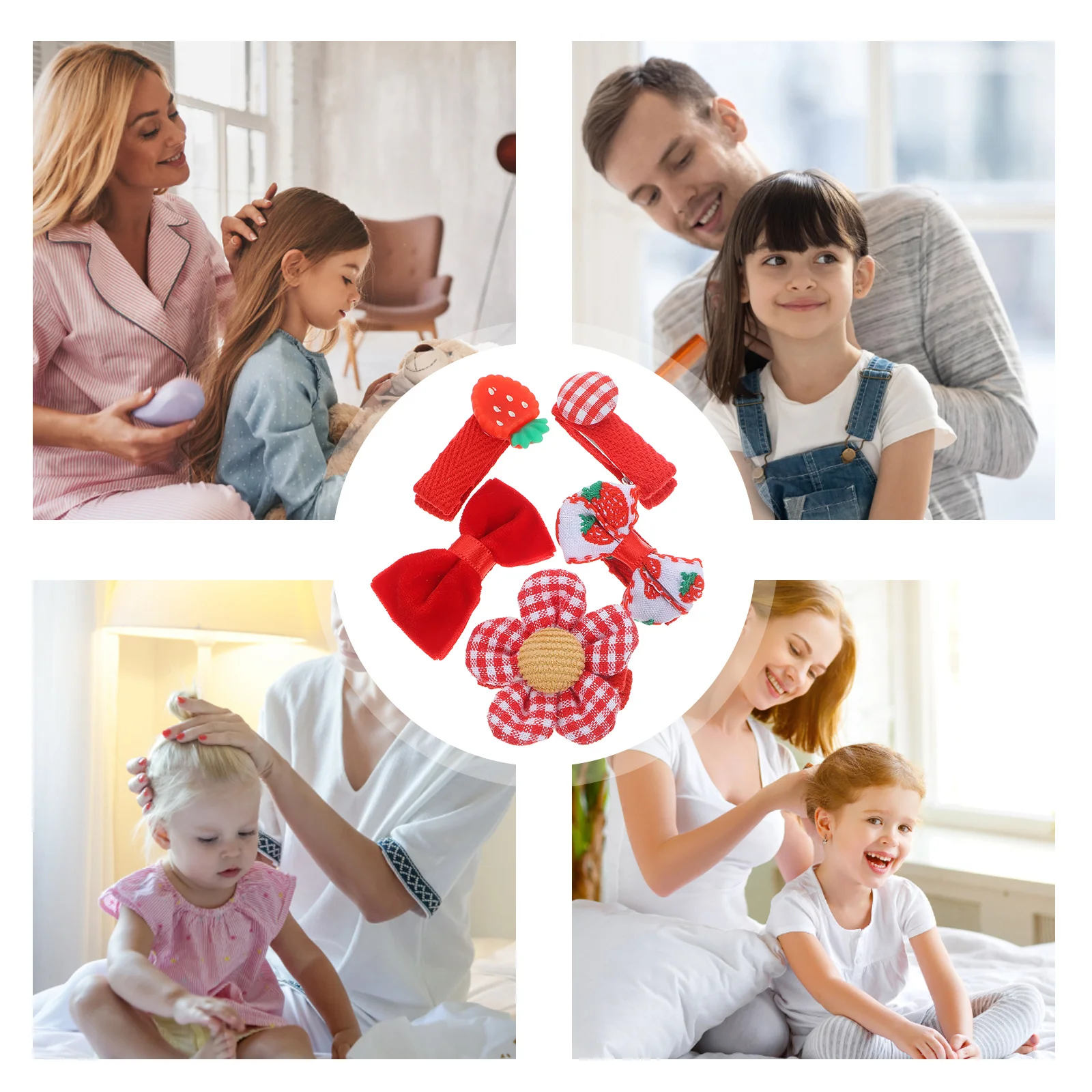 

5pcs Bowknot Clips Strawberry Pattern Kids Barrettes For Toddler Girls Cute Hair Accessories Cartoon Hairpins Kids Hair Ornament