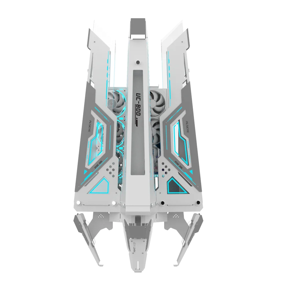 

ALSEYE STAR ARK futuristic design computer case with modular panels for easy wiring and supporting 360-degree water cooling