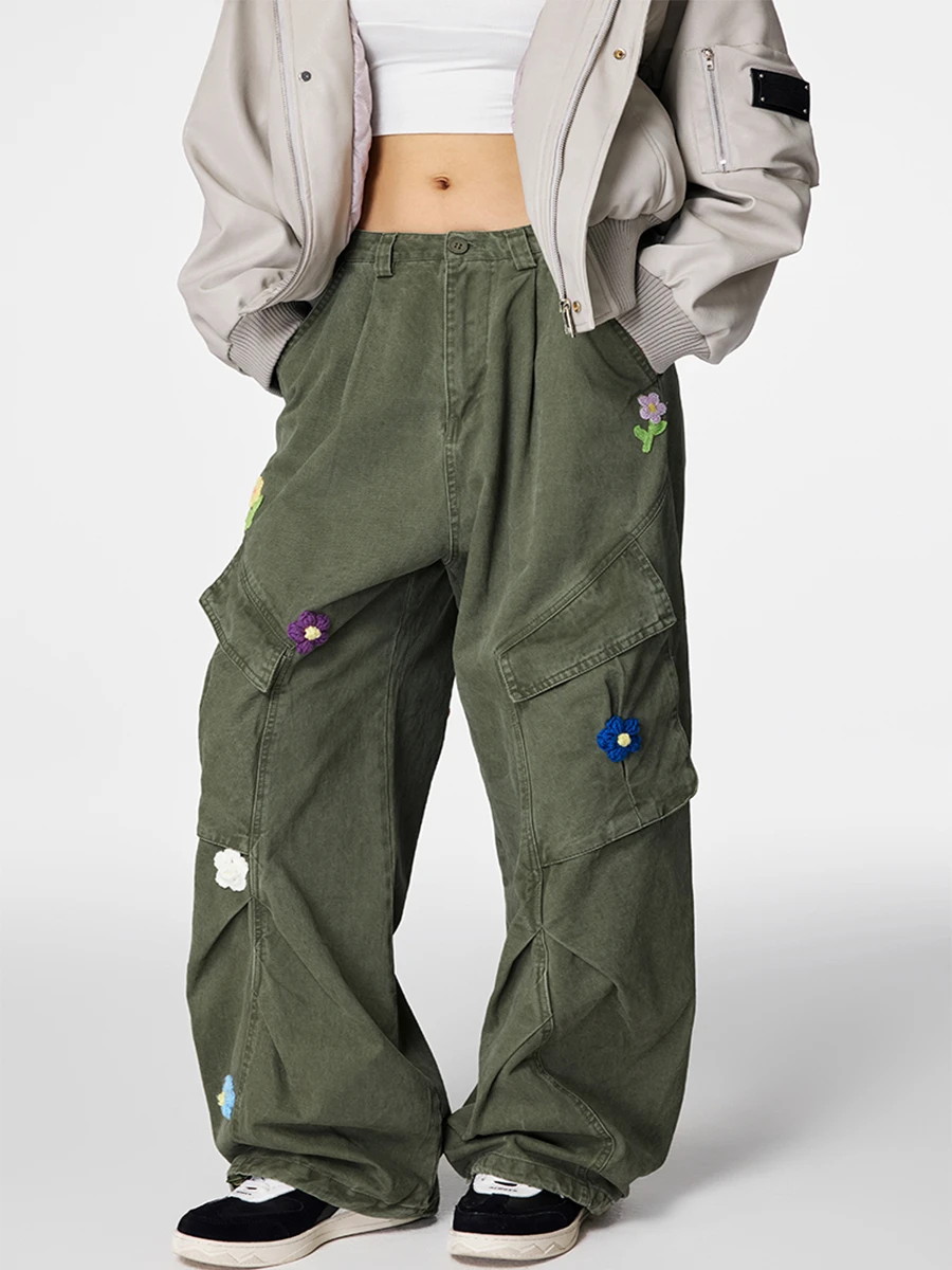 

Retro American Embroidered Workwear Jeans Men's Spring Autumn Design Straight Loose Wide Leg Paratrooper Pants Casual Jeans