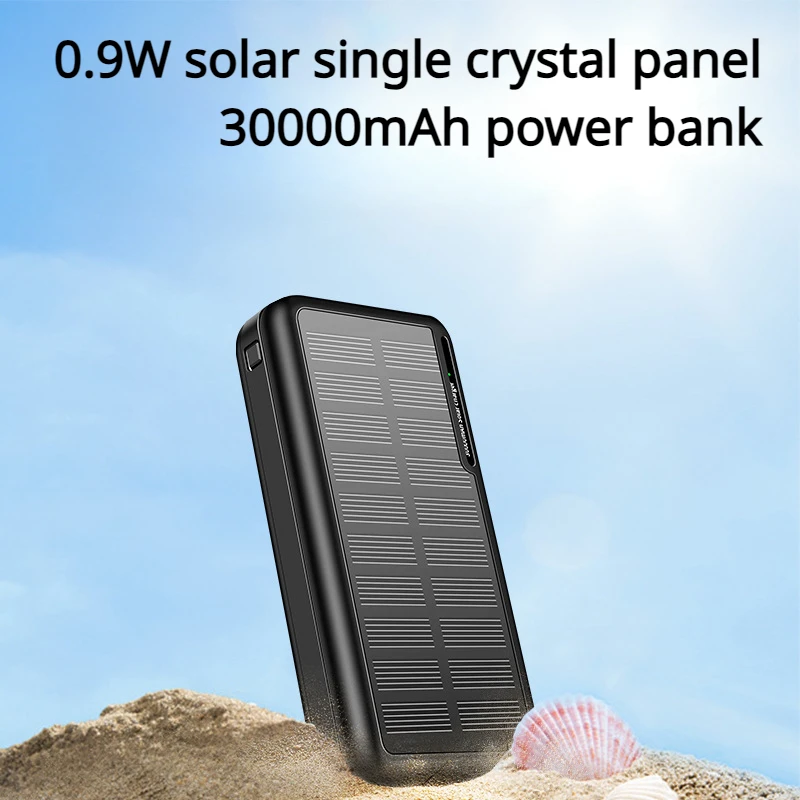 30000mAh Solar Energy Power Bank Super Large Capacity Phone Powerbank Outdoor Emergency Phone Power Banks Fast Charging Charger