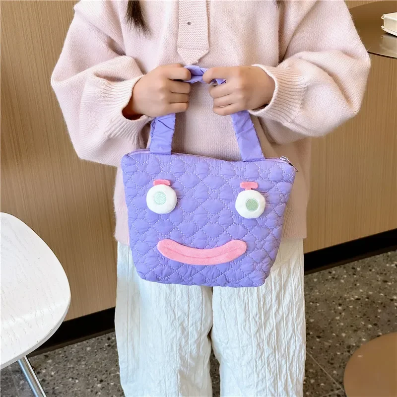 Funny Cute Children's Small Shoulder Bag Cartoon Boys Girls Portable Handbags Quilted Design Baby Kids Nylon Casual Tote Bags