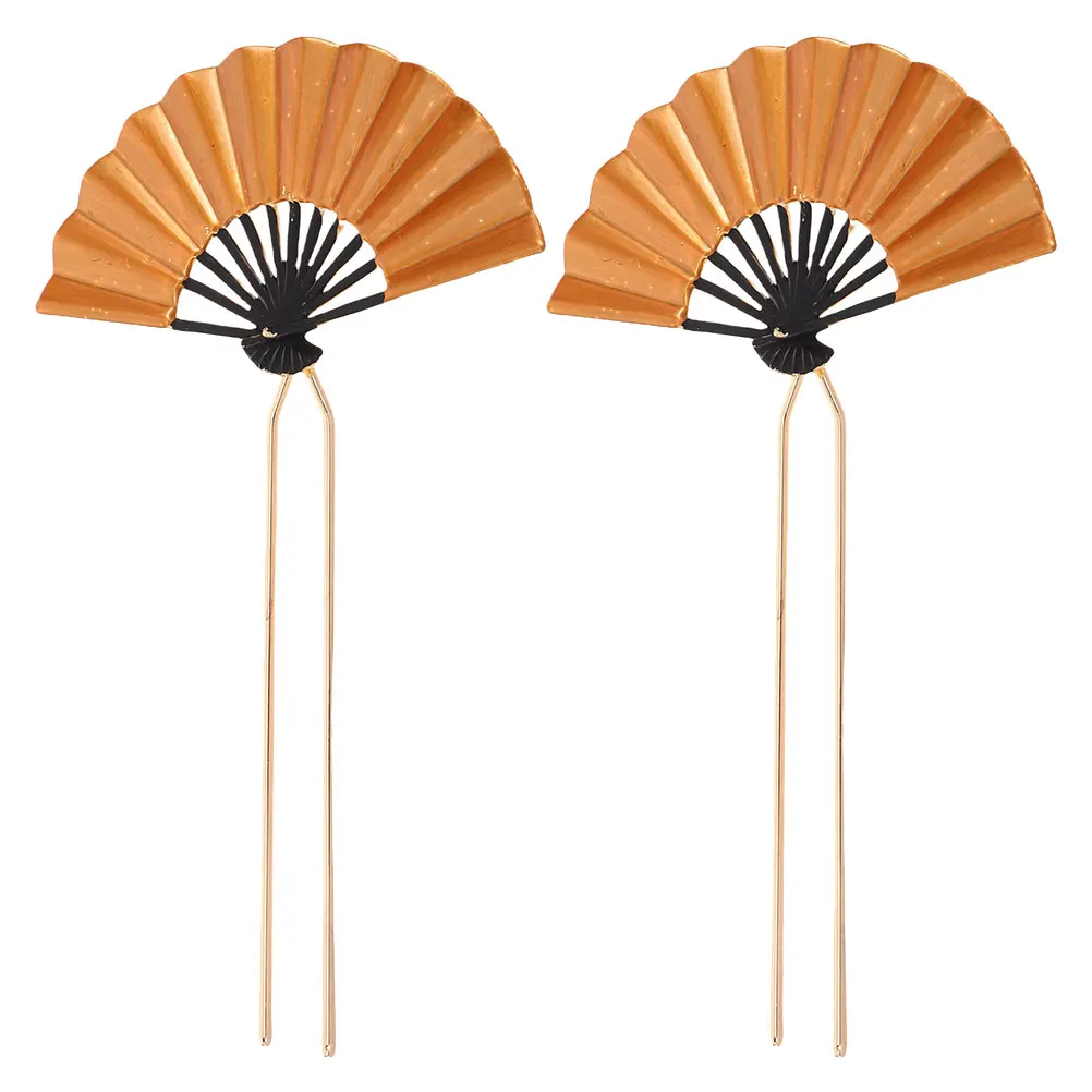 

Vintage Chinese Fan Shaped Pins Metal Decorative Accessories for Women Long Secure Hold Updo Buns Styling Wedding Party Ball Use