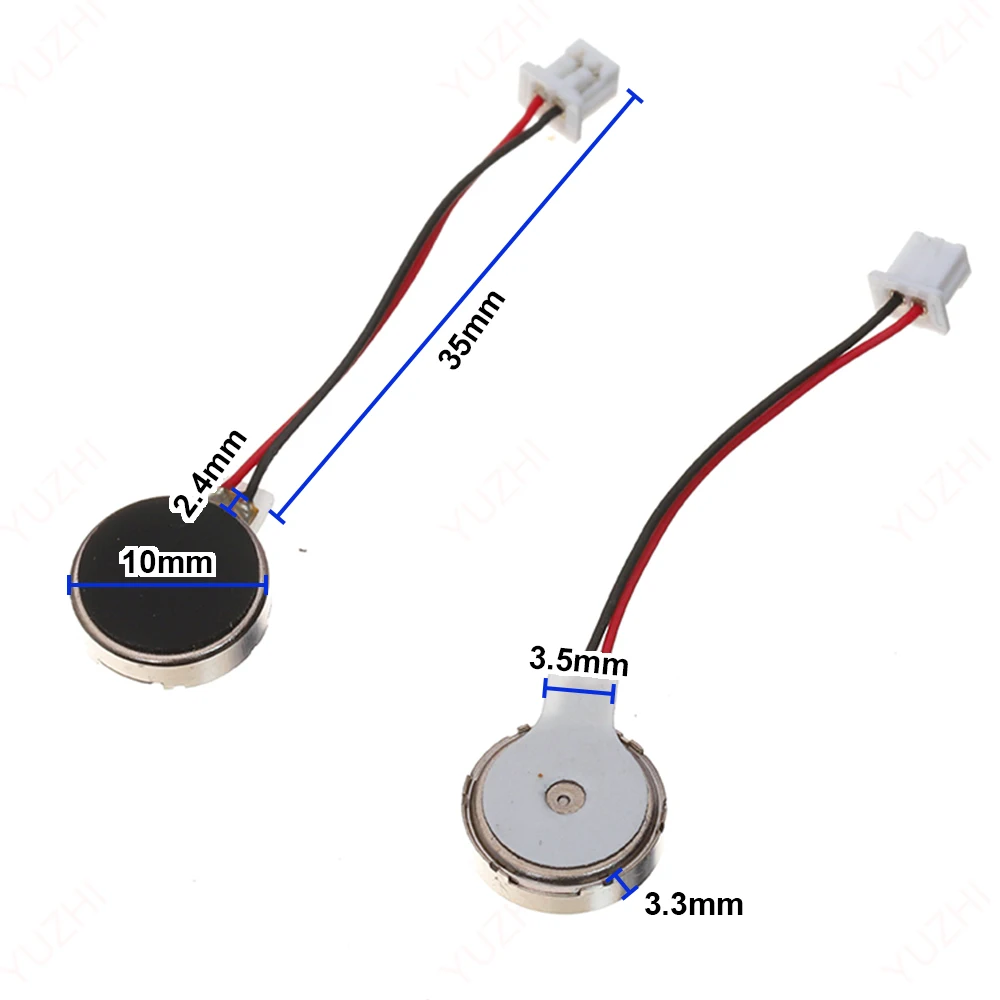 5PCS Mini Button TypeVibration Motor DC 3V 3.7V Micro 1027 10mm*27mm Flat Vibrator with Wire Massager Motor