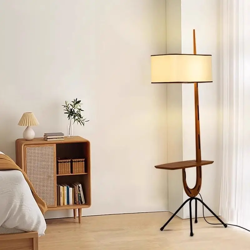 Giraffe Floor Lamp with Coffee Table solid wood lamp Designer Led fabric tall Lamps Living Room wabi