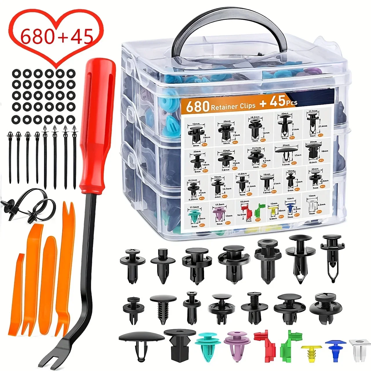 Auto Fastener Clips, Car Body Push Retainer, Pin And Rivet For Bumper/Door, Trim Panel Retainer Fastener Kit Auto Removal Tool