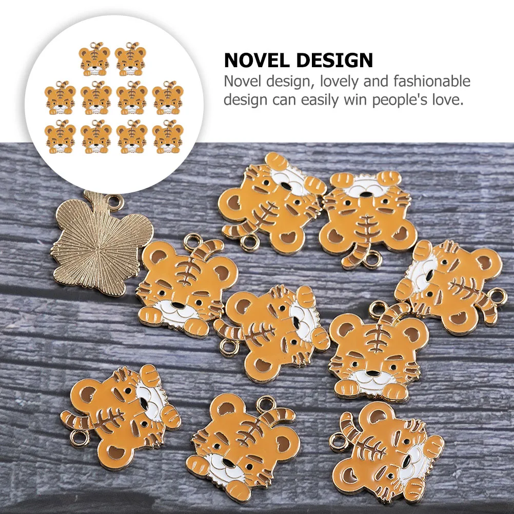 

10pcs Alloy Jewelry Accessories DIY Tiger Head Pendant Metal Charm Smooth Safe Durable Novel Design Earrings Necklace Bracelet