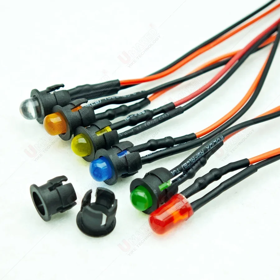 20pcs 3mm 5mm 20cm Pre Wired LED Round Light Lamp Bulb Chip Beads Cable DC12V White Warm W Red Green Blue Yellow Emitting Diodes