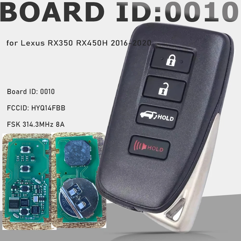 

KEYECU 0010 G плата HYQ14FBB для Lexus RX350 RX450H 2016 2017 2018 2019 2020 умный пульт дистанционного управления автомобильный ключ 314,3 МГц 8A чип