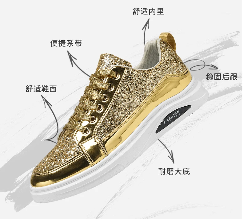 Neue Frühlings- und Herbst-Herrenschuhe mit Pailletten, Modische Britische Freizeitschuhe, Trendige Schuhe, Vielseitige Niedrige Sportsneaker – Detail 5