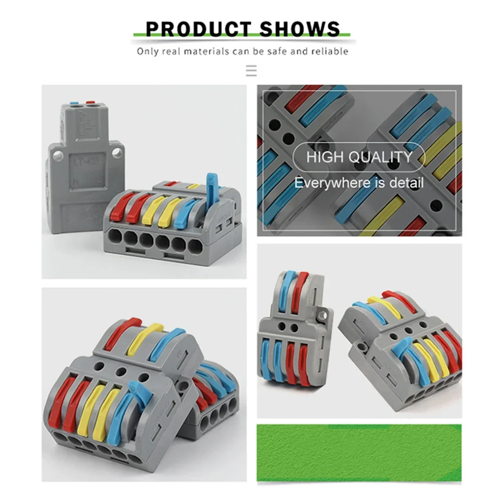 5PCS 1 In Multiple Out Push-in Electrical Wire Connector Compact Splitter Conductor Terminal Block For general Cable Connection