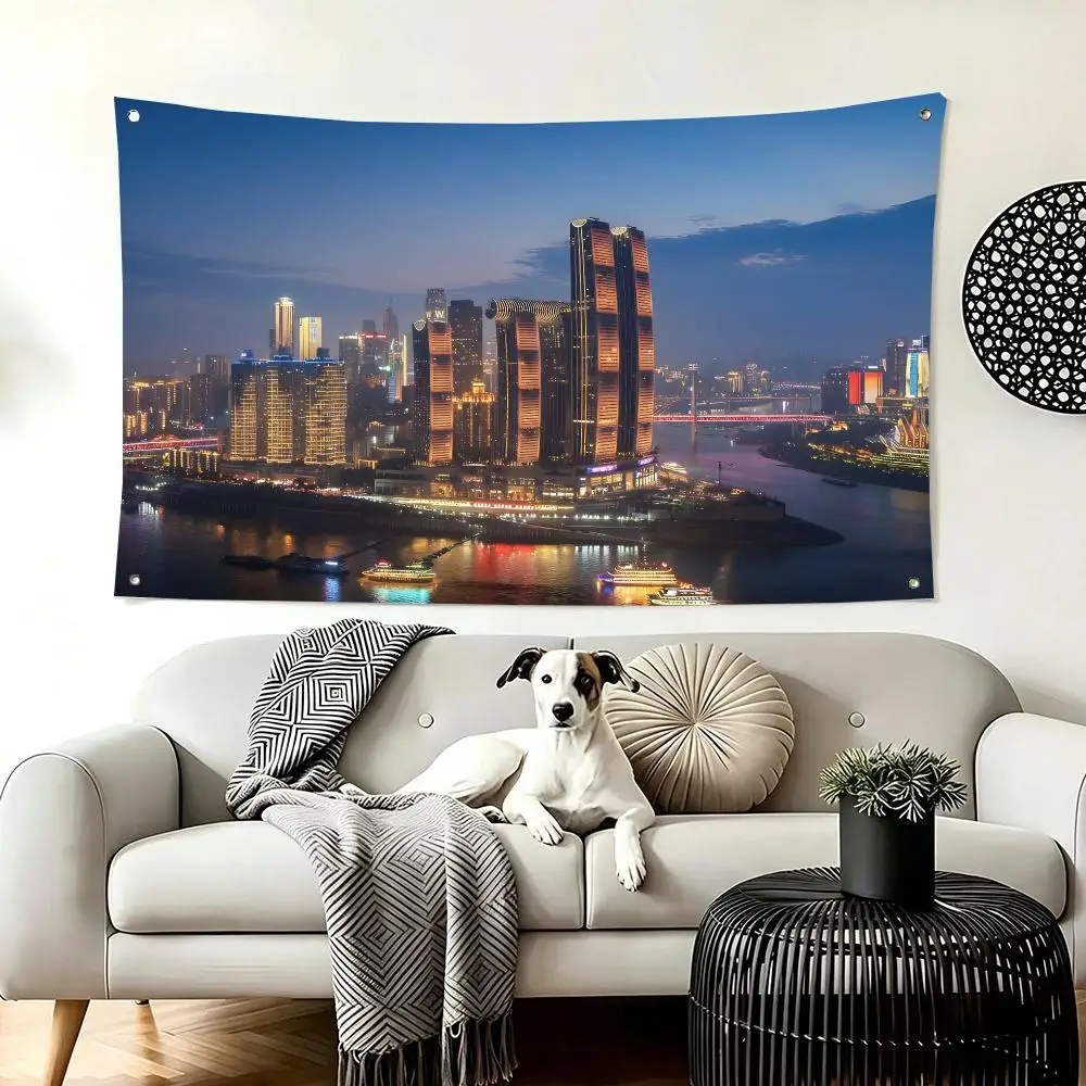 Cyberpunk City ChongQing Flags  For Living Room Home Dorm Decor Wall Outdoor Camping Party Banner Gifts