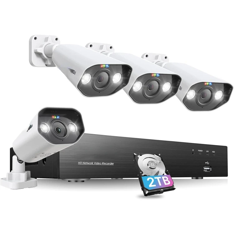 

8CH 4K Spotlight Home PoE Security Camera System,8 Ports 16CH 8MP NVR with 2TB HDD,4 x 5MP Outdoor PoE IP Cameras,