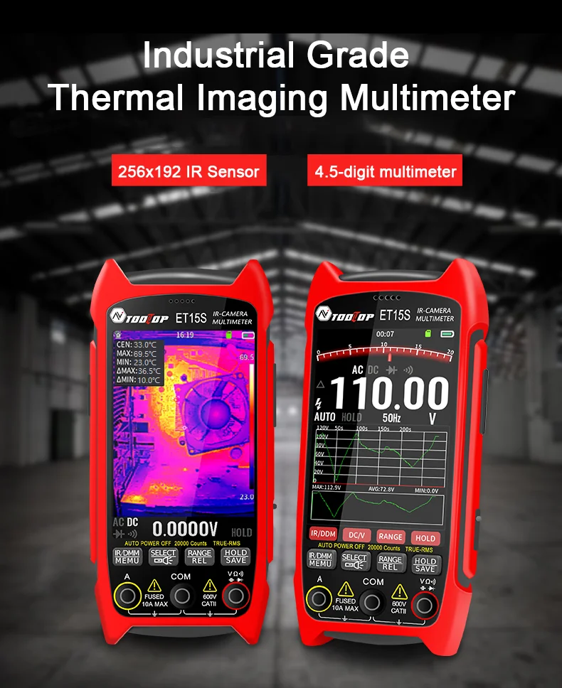 TOOLTOP ET15S 256 * 192 Wärmebildkamera in Industriequalität 19999 Zählungen Multimeter Makroobjektiv PCB Wärmebildkamera Elektrische Inspektion – Detail 1
