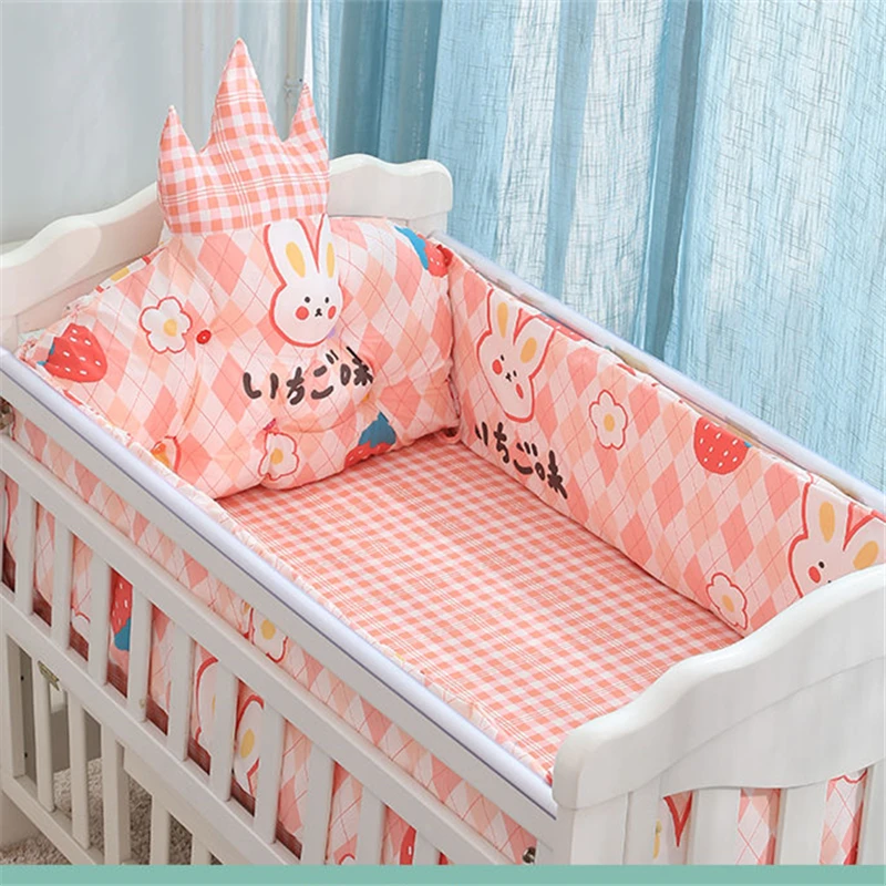 Fashion Printed Baby Bedding Kit Children Cotton Thickened Anti-collision Protect Bed Bumper Newborn Soft Breathable Bedding Set