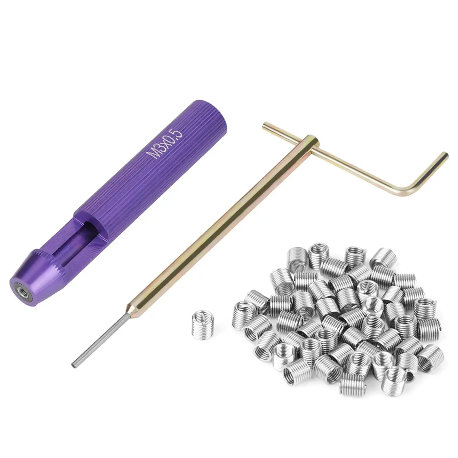 M3 Helicoil Thread Repair Kit - 50pcs Stainless Steel Coiled Wire Helical Screw Inserts for Restoring Damaged Threads in Steel