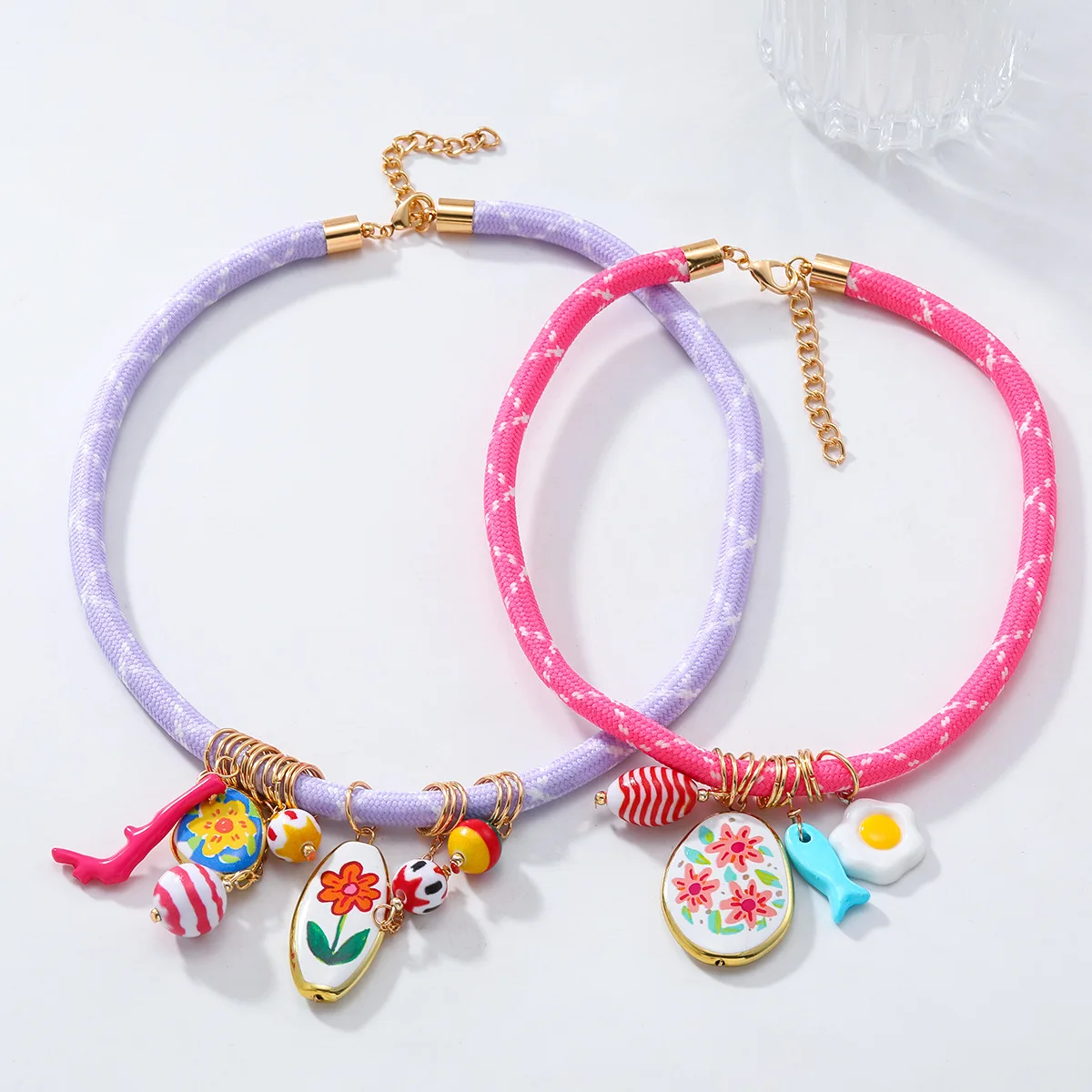 

2Pcs/sets ZAA Vintage Rope Pendant Necklace for Women Holiday Party Jewelry Neck Accessories
