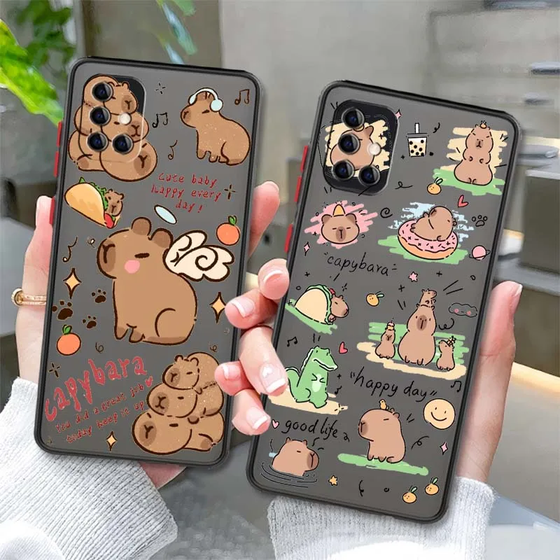 

Fashion Kapibala Cartoon Phone Case For Samsung A73 A72 A71 A55 A54 A53 A52 A51 A35 A25 A15 A14 5G Frosted Translucent