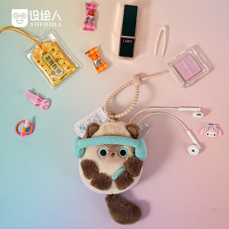 Op voorraad Leuke Kat Bluetooth Oortelefoon Opslag Beschermhoes Portemonnee Kat Pop Rugzak Hanger Meisje Verjaardag Verrassingsgeschenken