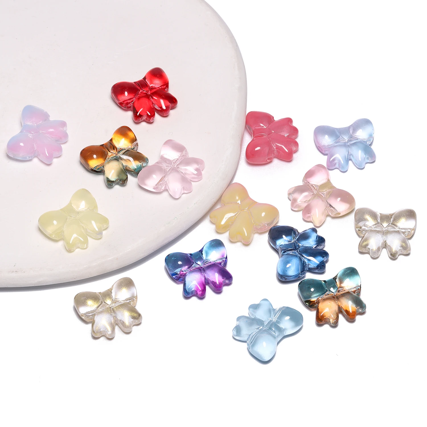 18x15.5mm 20pcs Multicolor Cute Bowknot Lampwork Czech Glass Beads for Needlework Jewelry Making Handmade DIY Bracelet Accessory