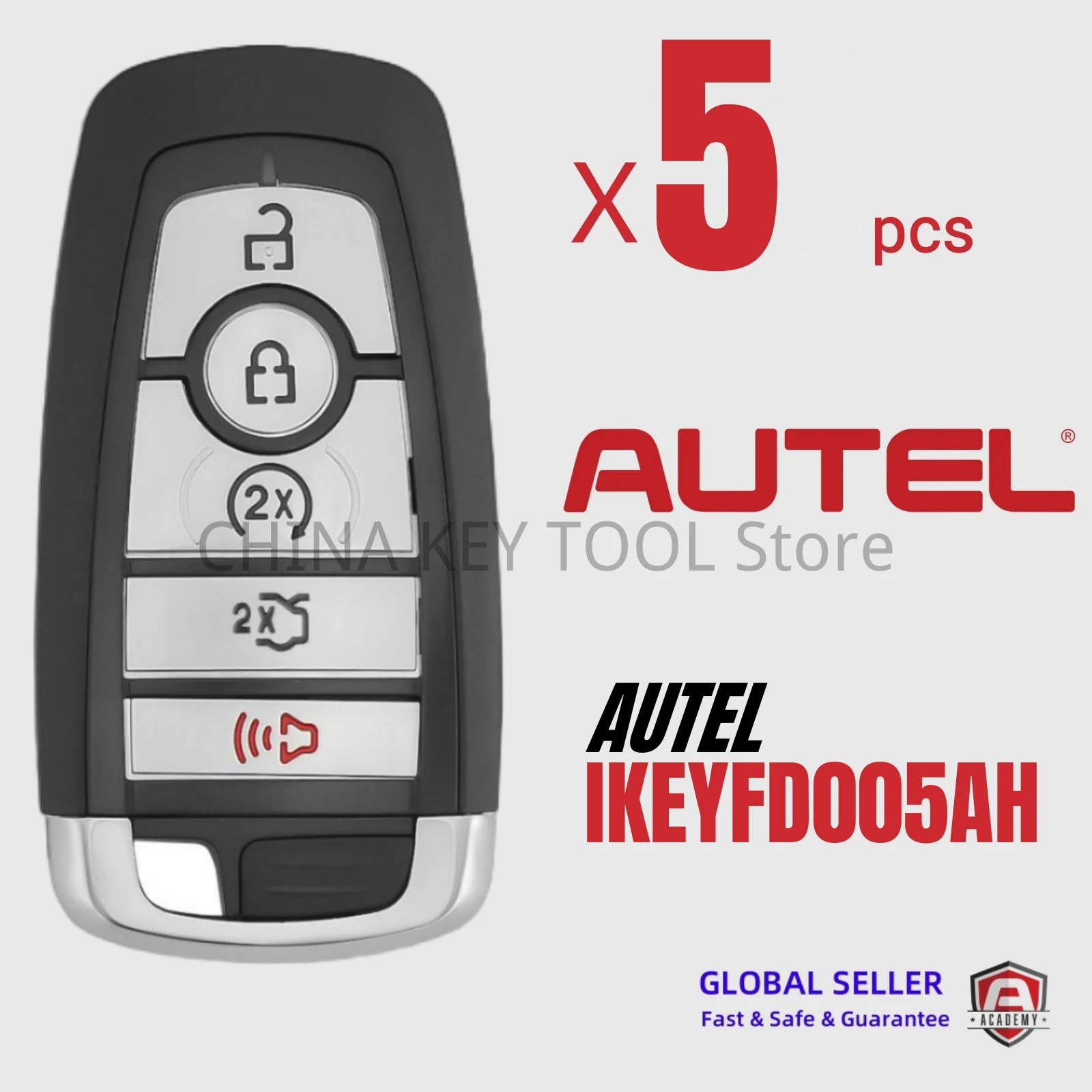 5PCS AUTEL IKEY FD005AH Universal Smart Key IKEYFD005AH 5 Buttons 868/902MHz For Autel Smart Key For KM100 IM508 IM608 KM100E