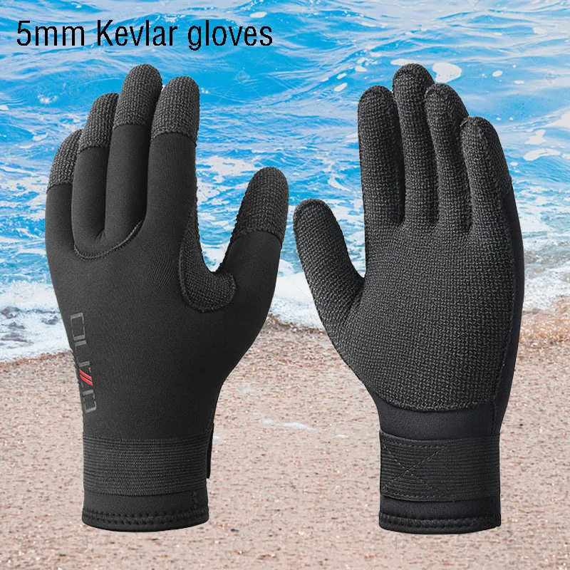 New 5mm Kevlar Scuba Dive Gloves Thicken Neoprene Wetsuit Gloves Wearable Spearfishing Surfing Kayaking Snorkeling Gloves