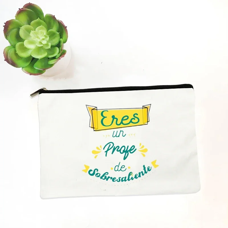 Bolsa de maquillaje con estampado español, el mejor regalo para el maestro, graduación, regalo de jubilación para profesores, bolsa de compras reutilizable, Bolsas para Mujer