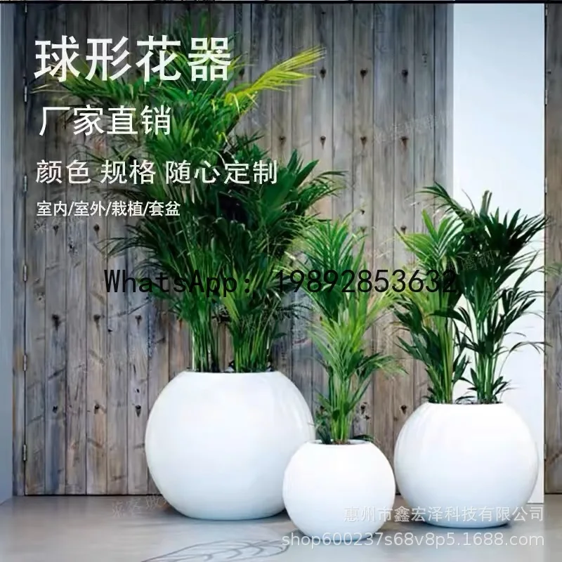 LYY Fiberglass Spherical Flower Pot Outdoor Movable Flower Pot Mall Flower Pot Sales Flower Container Painted Large Flower Pot
