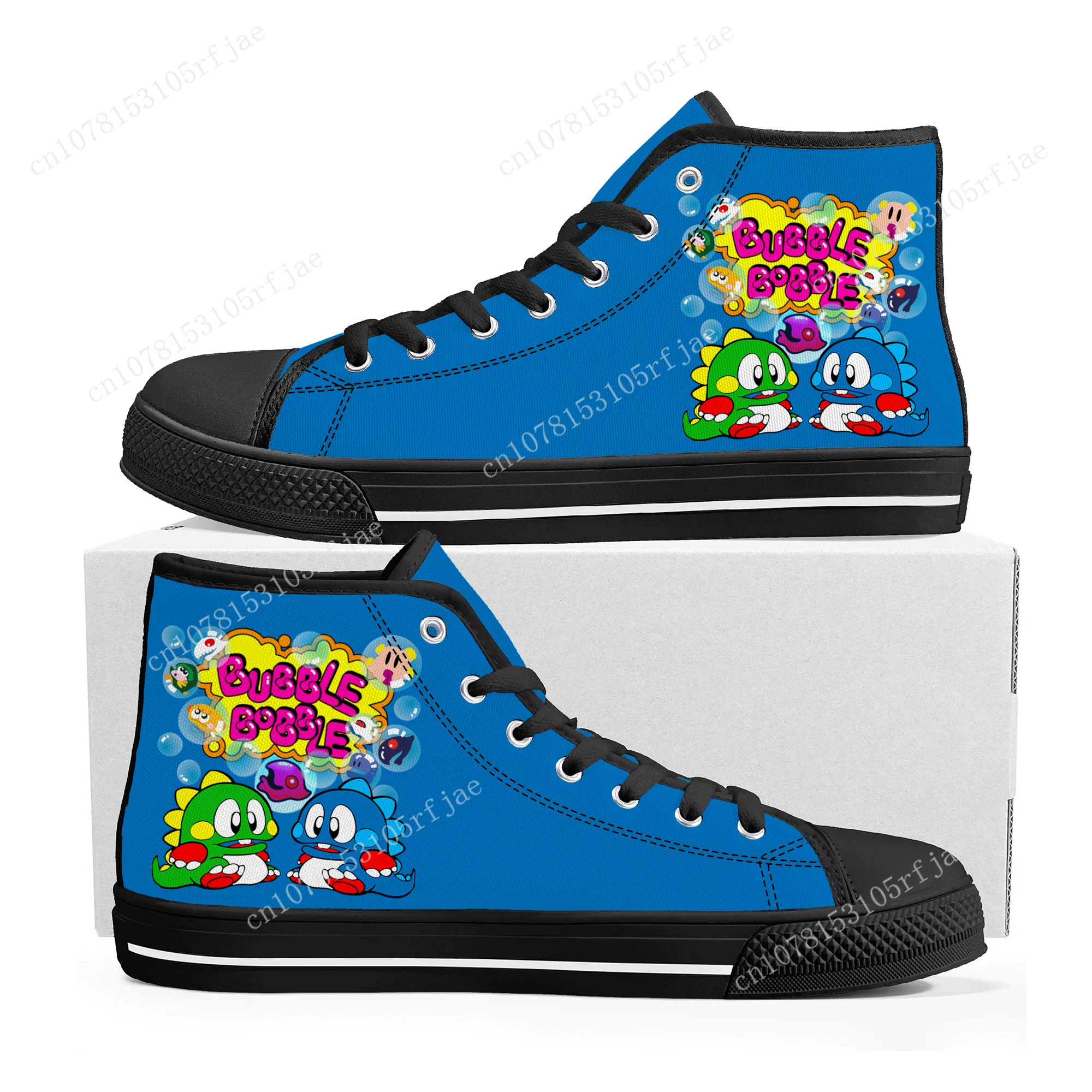 Bubble Bobble High Top Sneakers Cartoon Game Mens Womens Teenager Fashion High Quality Canvas Sneaker Custom Built Couple Shoes