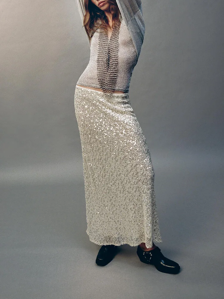 ファイオナブルなビーズミディスカート レディース 秋 2025 ユニークデザイン センセーション スモールエンス フォーカス エスニック ステージコスチューム