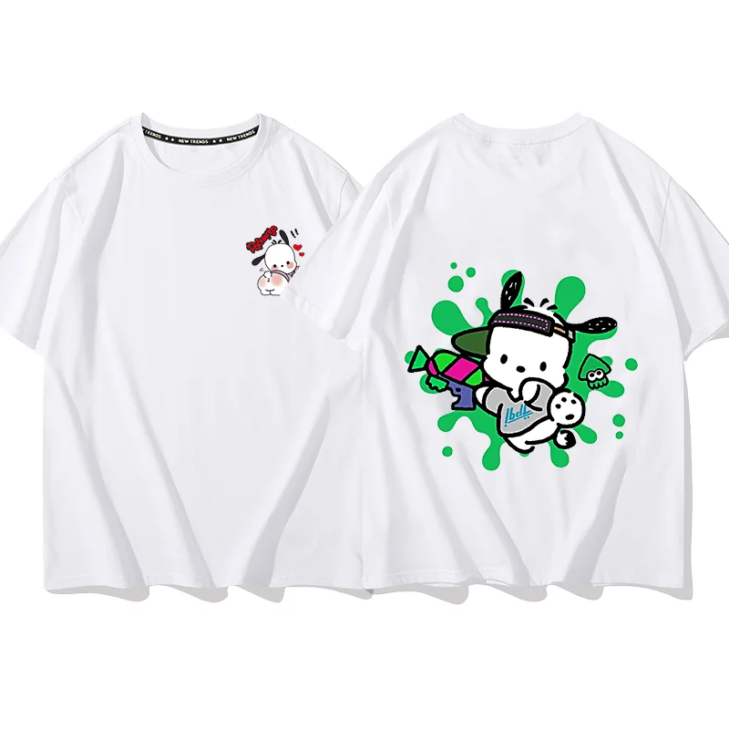 Sanrio Pochacco Men's and Women's printing T-shirt men and women casual street sports student couple T-shirt