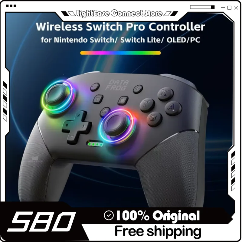 Data Frog-controlador de juego inalámbrico con Bluetooth, carcasa de luz Rgb, compatible con Nintendo Switch Lite, novedad de 2024
