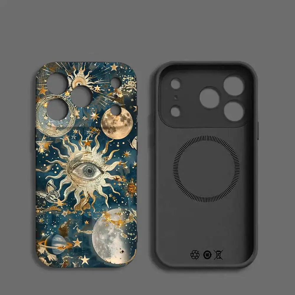 الفاخرة مجردة الشمس جراب هاتف المغناطيسي سيليكون لينة آيفون 17 16 15 14 13 12 11 زائد برو ماكس الهواء