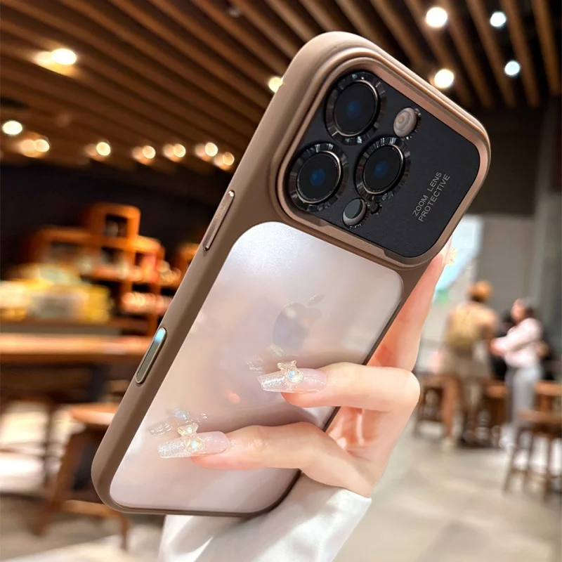 Matte Stoßfänger-Handyhülle Transparent für iPhone 18 17 16 15 14 Pro Max Air Kameralinsen-Schutz Stoßfeste Klare Rückseite – Detail 8