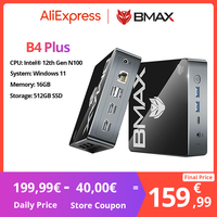 BMAX B4 Plus Mini PC 16GB 512GB SSD Windows 11 PC Intel N100 2*HDMI 1*Type-C Supports 4K@60Hz 750MHz Intel UHD Graphics