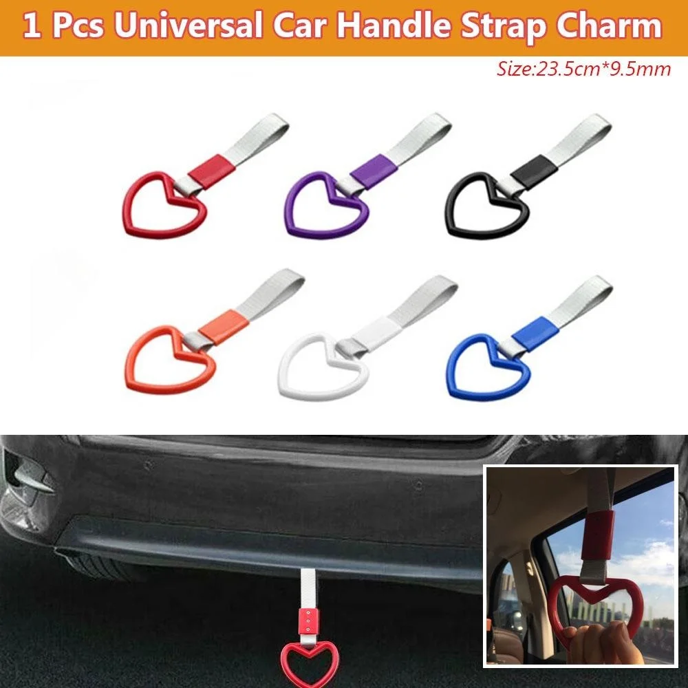 1PC Heart for JDM Tsurikawa Hang Ring Subway Train Bus Handle Hand Strap Drift for Car