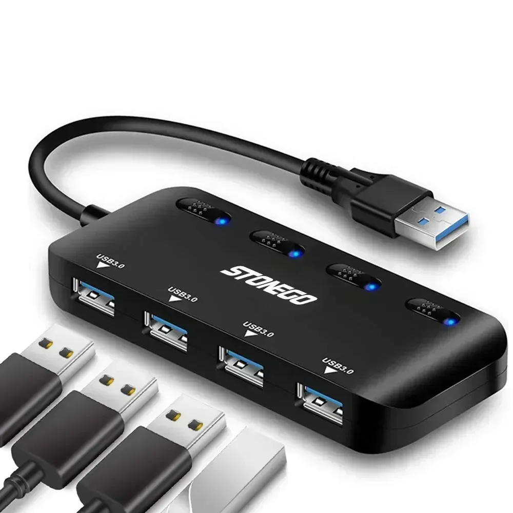 STONEGO Ultra Slim USB 3.0 Hub, 4-Ports USB3.0 Splitter High-Speed USB Data Extender Adapter