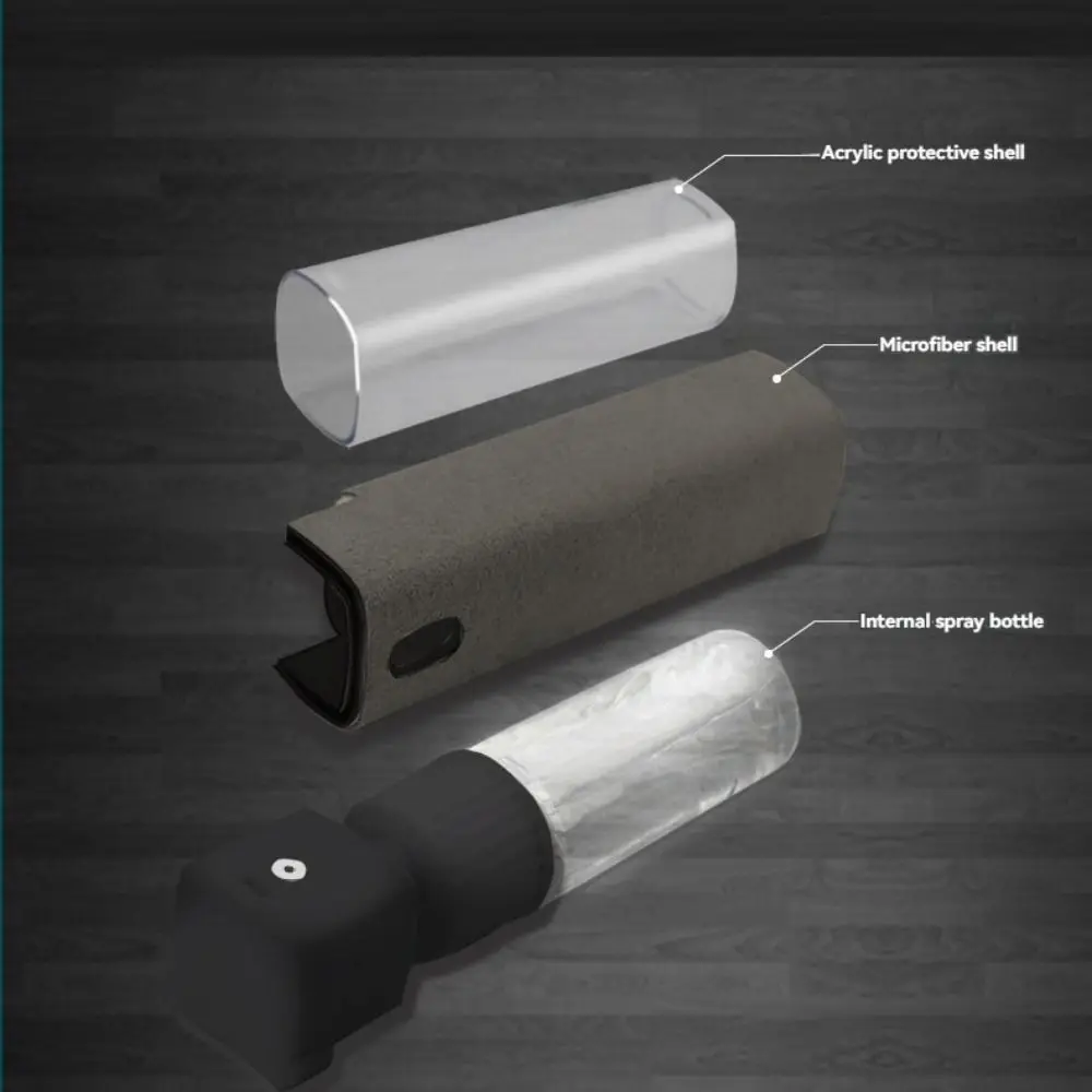 Portable Screen Cleaner Spray Built-in Cleaning Fluid One-piece Design Lens Cleaning Artiface PC Shell 3 in 1 Clean Tool Set