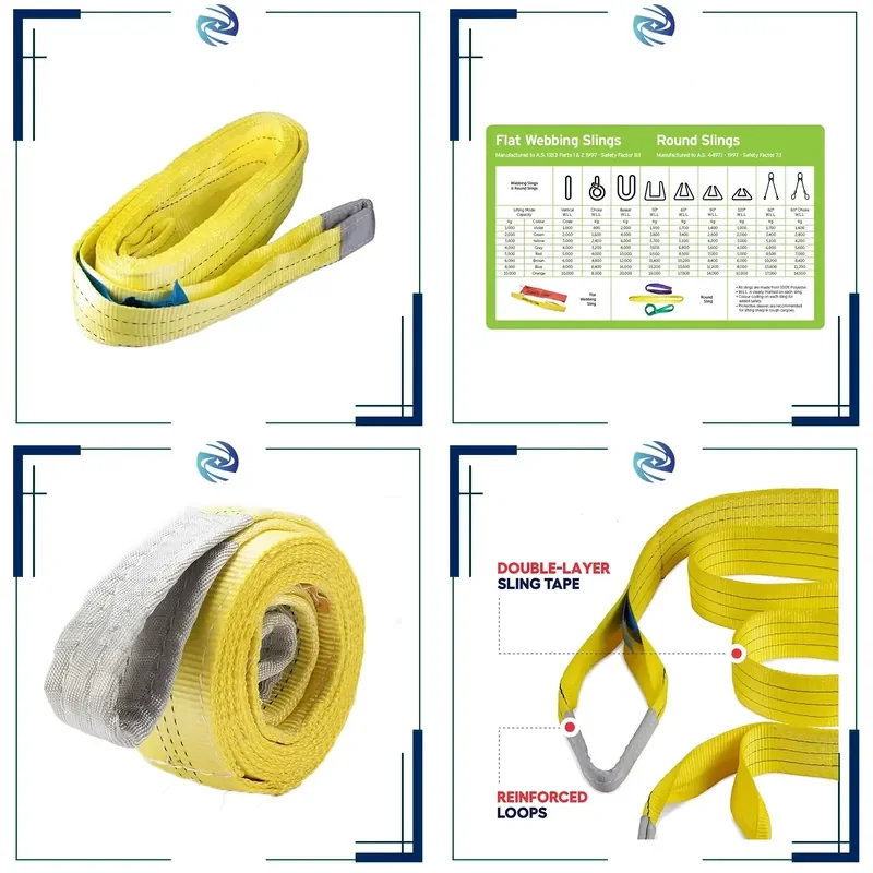 durable Cheap Sling Safe Factor 4:1 1-10M Polyester Lifting Belt 3 Ton Webbing Sling with Customizable Length