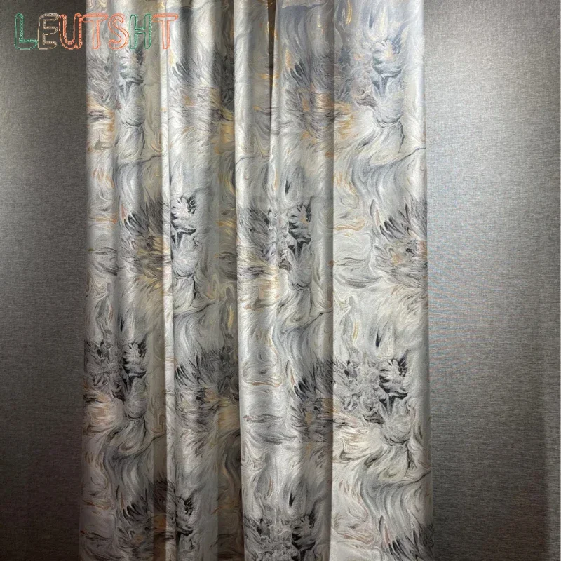 Custom Gold Wire Jacquard High-precision Light Luxury New Chinese Style Sofa Cushion Clothing Fabric Shading Finished Curtains